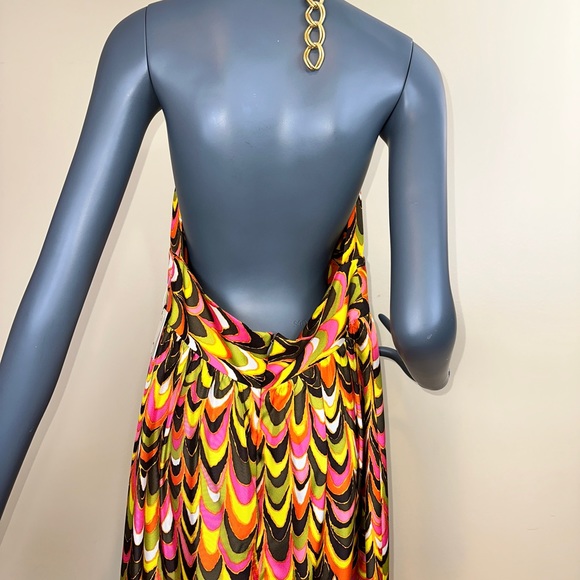 MILLY NY GOLD CHAIN HALTER MAXI DRESS - Picture 10 of 12